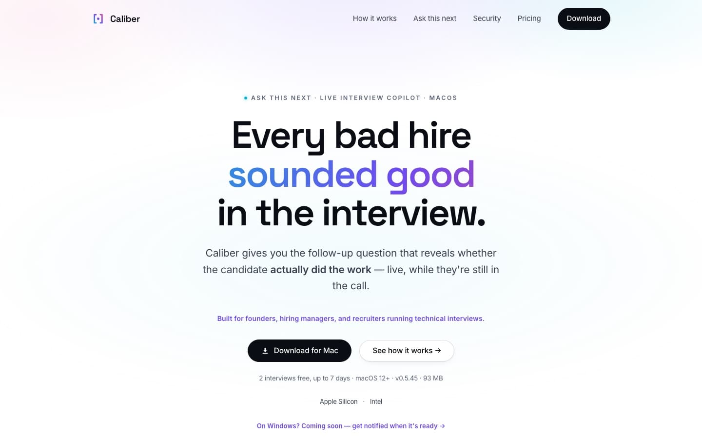 Caliber — thecaliber.app homepage