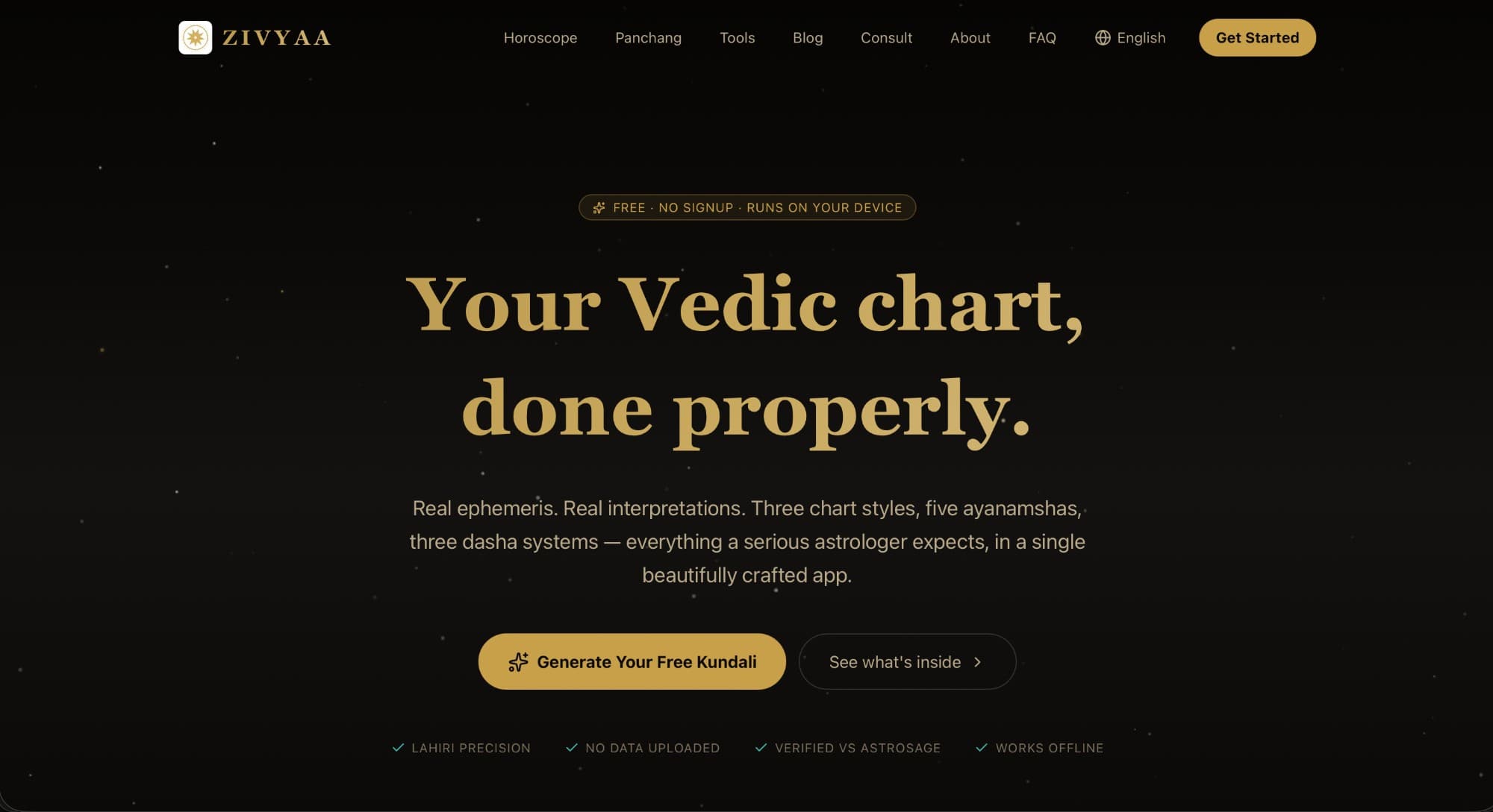 Zivyaa — Your Vedic chart, done properly
